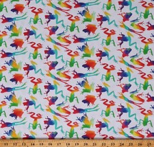 Cotton Frogs Colorful Reptiles Toads Animals Fabric Print by the Yard D762.66 - £9.55 GBP