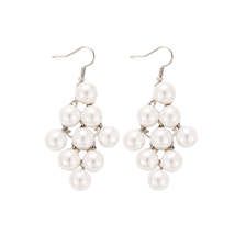 Pearl &amp; Silver-Plated Cluster Drop Earrings - £10.78 GBP