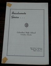 Nice Vintage Baccalaureate Service Program, Columbus High School, Nebraska, 1954 - £3.81 GBP