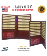 Genuine Leather Checkbook Cover with RFID Blocking Bifold Reddish Brown - $16.82