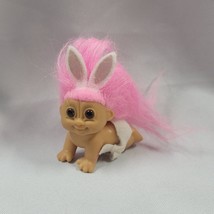 Vintage Russ Troll Doll Crawling Baby Hot Pink Hair  Easter Bunny Diaper Mini 2&quot; - £10.27 GBP