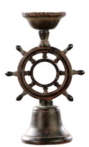 Ship Wheel Candlestick Holder 12.2" High Tapered Candle Resin Nautical Captain