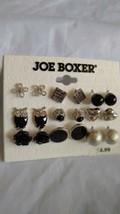 Joe Boxer 9 Pairs Stud Earrings Set Silver Black Tones - £5.73 GBP