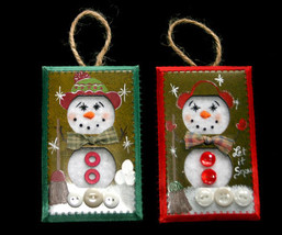 Set 4 Unique Handcrafted Snowman Christmas Ornaments - $8.99