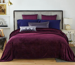 Solid Purple - Throw 50&quot;x60&quot; - Fleece Fuzzy Soft Plush Couch Bed Sofa Bl... - £20.42 GBP