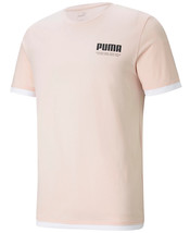 Puma Men&#39;s Summer Court Elevated Crew Neck Graphic T-Shirt in Cloud Rose-Medium - £18.35 GBP