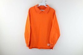 Vtg 90s Reebok Sport Mens Small Faded Spell Out Collared Rugby Polo Shirt Orange - £47.45 GBP