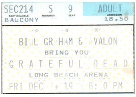 Grateful Dead Konzert Ticket Stumpf Dezember 9 1988 Lang Strand Kalifornische - £30.89 GBP