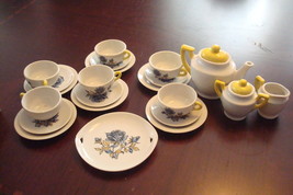 Doll tea set 22 pieces, Japan cups, saucers, plates,teapot, sugar, cream FLORAL - £15.82 GBP