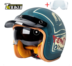 Helmet Motorcycle 3/4 Open Face Helmet Series 2  Retro Helmet DOT Certif... - £77.88 GBP