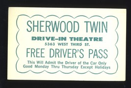 1960&#39;s Sherwood Twin Drive-In Theatre Driver&#39;s Pass, Dayton, Ohio/OH - £3.93 GBP