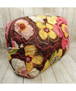 Vera Bradley Buttercup Brown Floral Lined Medium Cosmetic Makeup Toiletr... - €8,48 EUR