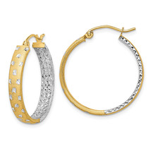 14k w/White Rhodium Polished Satin Diamond-cut In/Out Hoop Earrings TF1576 - $367.95