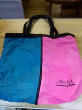 Vintage Avon Expandable Tote Bag Blue Pink Great 80s Colors - $19.73