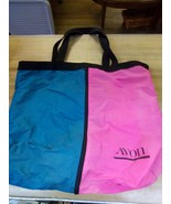 Vintage Avon Expandable Tote Bag Blue Pink Great 80s Colors - £15.52 GBP
