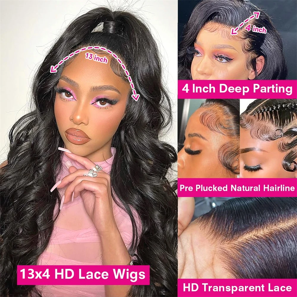 180% Body Wave 13x4 Lace Front Human Hair Wigs 12-30 Inch Brazilian Remy... - $71.27+
