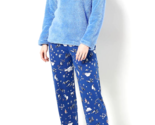 Cuddl Duds Cozy Sherpa Top &amp; Jersey Pants Pajama Set- Blue/North Pole, M... - £22.83 GBP