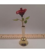 Seymour Mann Brass Bell Bud Vase Red Rose 6&quot; 1977 - $320.11 MXN