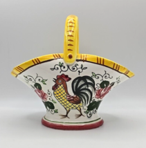 UCAGCO Early Provincial Rooster Roses Underglaze Hand Painted Basket Candy Dish - $14.50