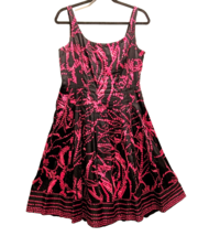 Jones New York Dress Panel Fit and Flare Black /Pink Womens size 10 - £13.15 GBP