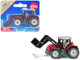 Massey Ferguson Tractor with Front Loader Red with Silver Top Diecast Mo... - $33.99