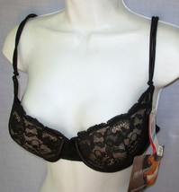 New LILY of FRANCE sz 36 C Padded Underwire Bra black 36C as is - £7.76 GBP