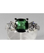 Lab Created  7x7mm Emerald Silver Ring - £39.19 GBP