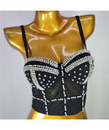 Burning Man Rave Festival Rhinestones Embellished Black Party Bustier Co... - $48.00