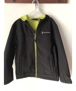 Boys Black / Green Lining Free Country Hooded Softshell Jacket Size 10/12 - $44.76 CAD