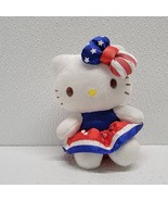 2013 Sanrio Hello Kitty Patriotic Dress Bow Stars Mini 4&quot; Plush Brown Eyes - $49.40