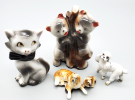 Vintage Animal Figure Lot Miniatures Minis Bears Collies Poodle Cat Figurines VG - £15.64 GBP