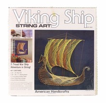 Vintage American Handicrafts Viking Ship String Art Sealed New Old Stock - £102.98 GBP
