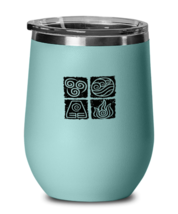Inspirational Wine Glass Avatar Elements Square, Water Earth Fire Air Teal-WG  - £20.73 GBP