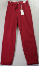 Judy Blue Pants Womens Size 24 Red High Waist Los Angeles Cotton Logo Drawstring - £35.70 GBP