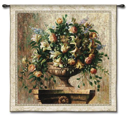 53x53 SONATA Rose Lily Lilac Floral Flower Fine Tapestry Wall Hanging - $170.00