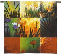 53x53 Tropical Nine Patch Floral Tapestry Wall Hanging - $178.20