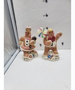 Christmas Fitz and Floyd Essentials Candy Lane Gingerbread Couple Salt/P... - $10.36