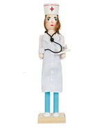 Wooden Christmas Nutcracker, 15&quot;, WHITE FEMALE NURSE WITH TRAY &amp; STETHOS... - $37.61