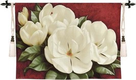 53x33 MAGNOLIA CRIMSON Floral Tapestry Wall Hanging - £125.91 GBP