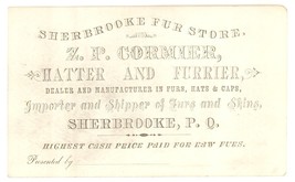 Cormiew Sherbrooke fur hatter store business card 1890 trade - $14.00
