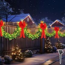 18Ft SOLAR LED Lighted Christmas Garland 8 Light Modes Indoor Outdoor Do... - $1,621.23 MXN