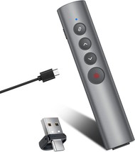 Rechargeable Powerpoint Clicker Wireless Presenter Remote, Type C/Usb 2 ... - $44.93
