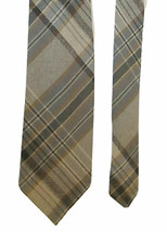 Men&#39;s Vintage Yves Saint Laurent YSL Khaki &amp; Brown Plaid Flannel Wool Blend Tie - £23.62 GBP