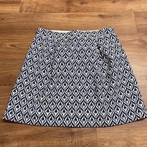J Crew Women Aztec Pencil Skirt Blue White Diamond Pockets Lined Size 10 - $27.72