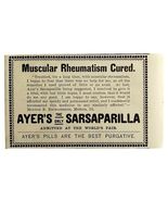 Ayers Rheumatism Cured Medicine 1894 Advertisement Victorian Worlds Fair... - €17,16 EUR