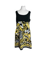 Dress Barn Womens Dress Size 16 Yellow Black Sheath Empire Waist Sleeveless - $24.75