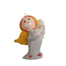 Vintage Christmas Ornament Ceramic Angel 2&quot; Painted Holiday Decor Crafting Xmas - £5.74 GBP