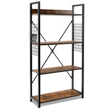 4 -Tier Industrial Open Storage Bookshelf-Coffee - Color: Dark Brown - $1,944.84 MXN