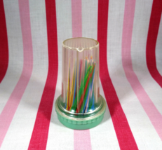 Cool Vintage Aqua Top Plastic Big Top Faceted Toothpick Holder Hong Kong - £6.39 GBP