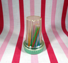 Cool Vintage Aqua Top Plastic Big Top Faceted Toothpick Holder Hong Kong - $8.00